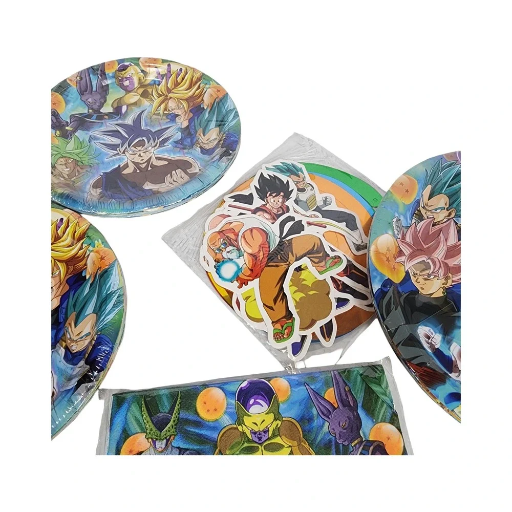 Dragon Ball Super Party Supplies Set Goku Vegeta Birthday Banner Plates Balloons
